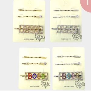 🆕 3pk Rhinestone Bobby Pin Set